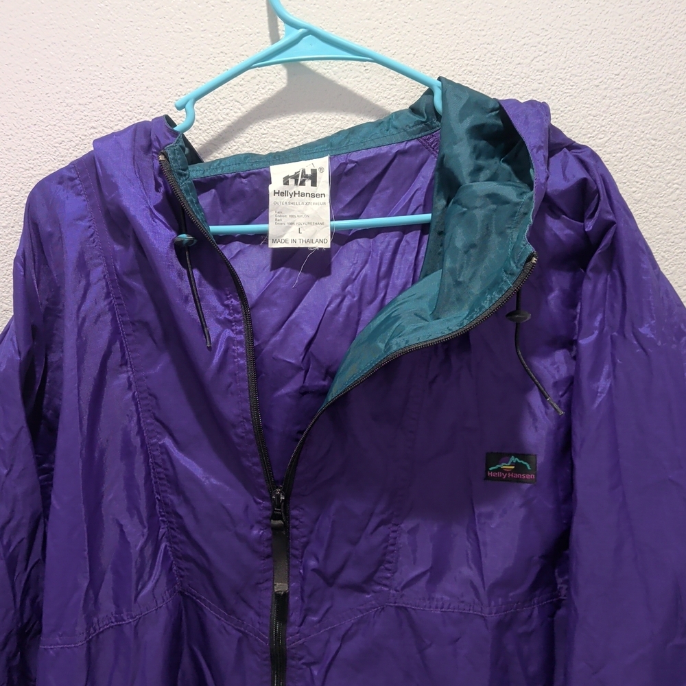 Vintage 90's Helly Hansen Vibrant Purple Windbreaker Jacket Size L - Picture 2 of 7